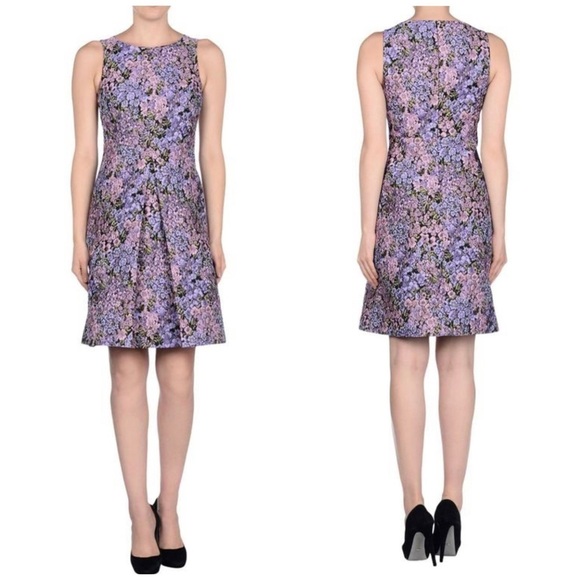Michael Kors Collection Preppy Evening Elegant Lilac Floral Dress Sz 14 Designer - Picture 1 of 13